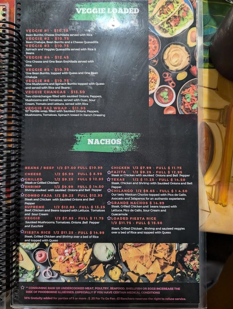 Ranchero Mexican Restaurant Menu image 1
